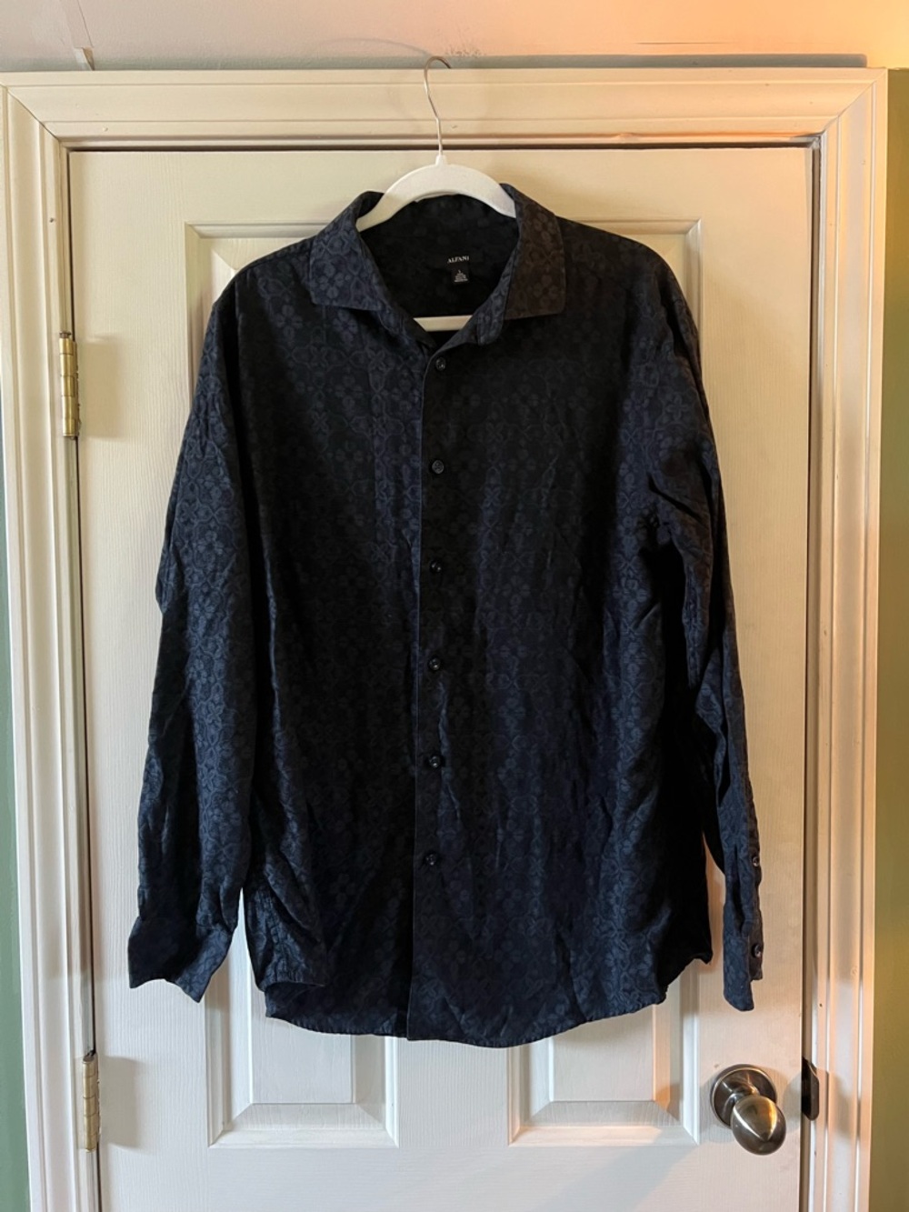 Alfani Men's Black Patterned Button-Up Shirt